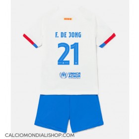 Maglie da calcio Barcelona Frenkie de Jong #21 Seconda Maglia Bambino 2023-24 Manica Corta (+ Pantaloni corti)
